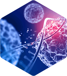 3D illustration of molecular DNA strands and cells